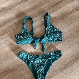 Zaful Teal Floral Bikini Set